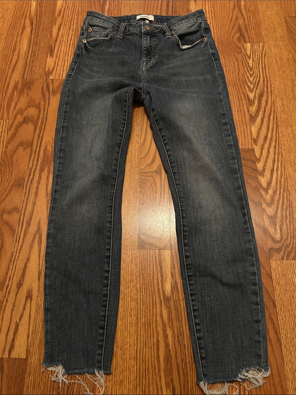 pistola Dark Washed Skinny Jeans with Frayed Hem - Picture 1 of 9